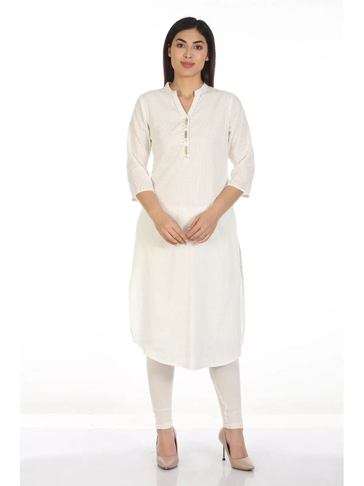 White Viscose Textured Kurti
