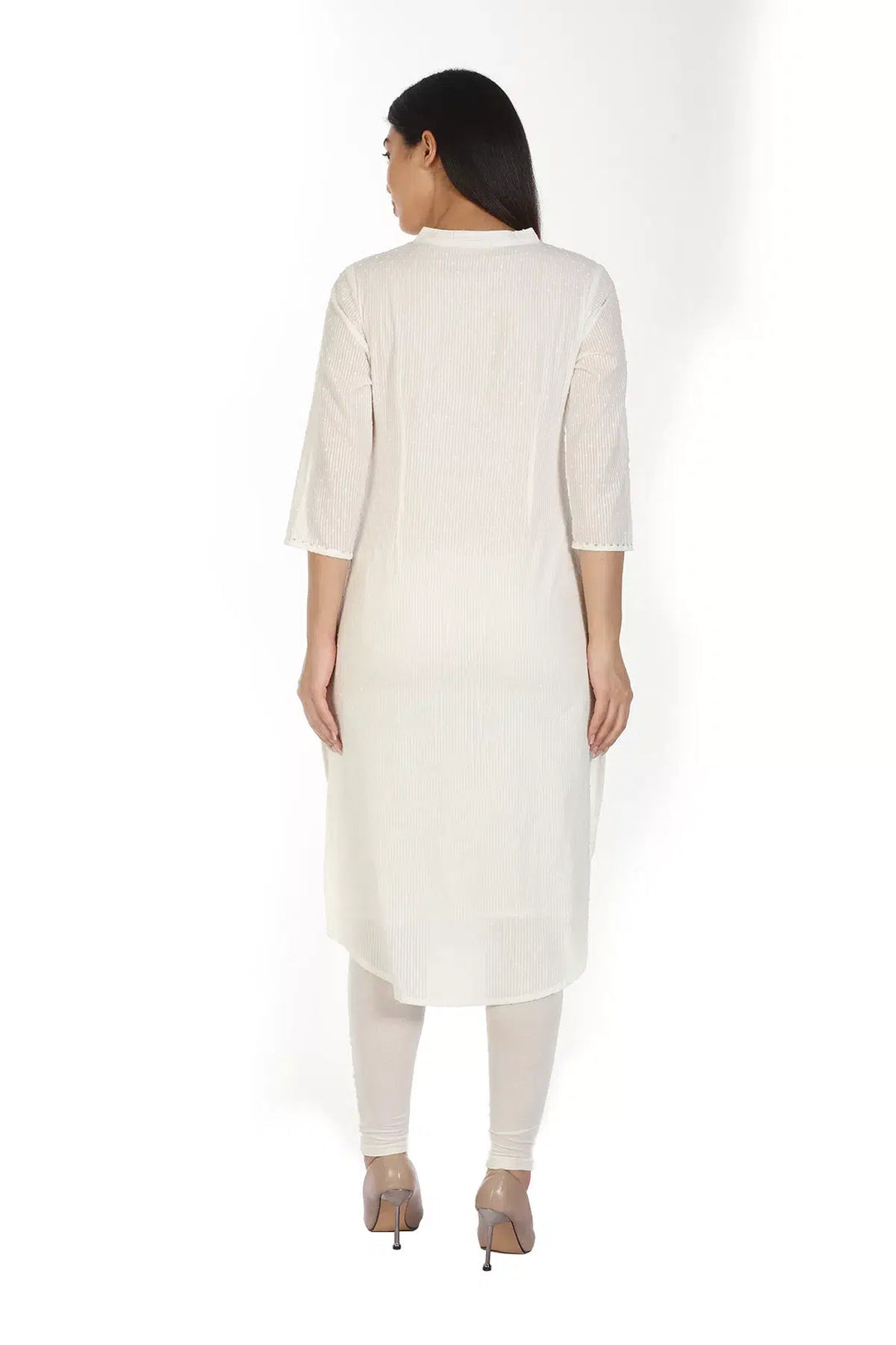 White Viscose Textured Kurti