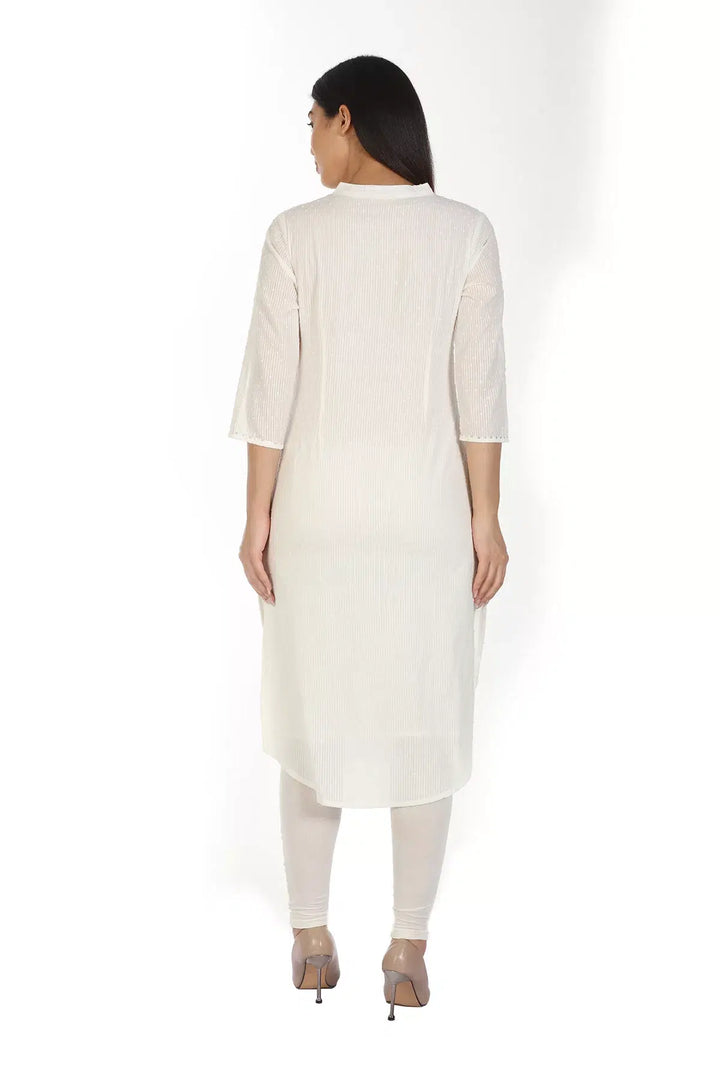 White Viscose Textured Kurti