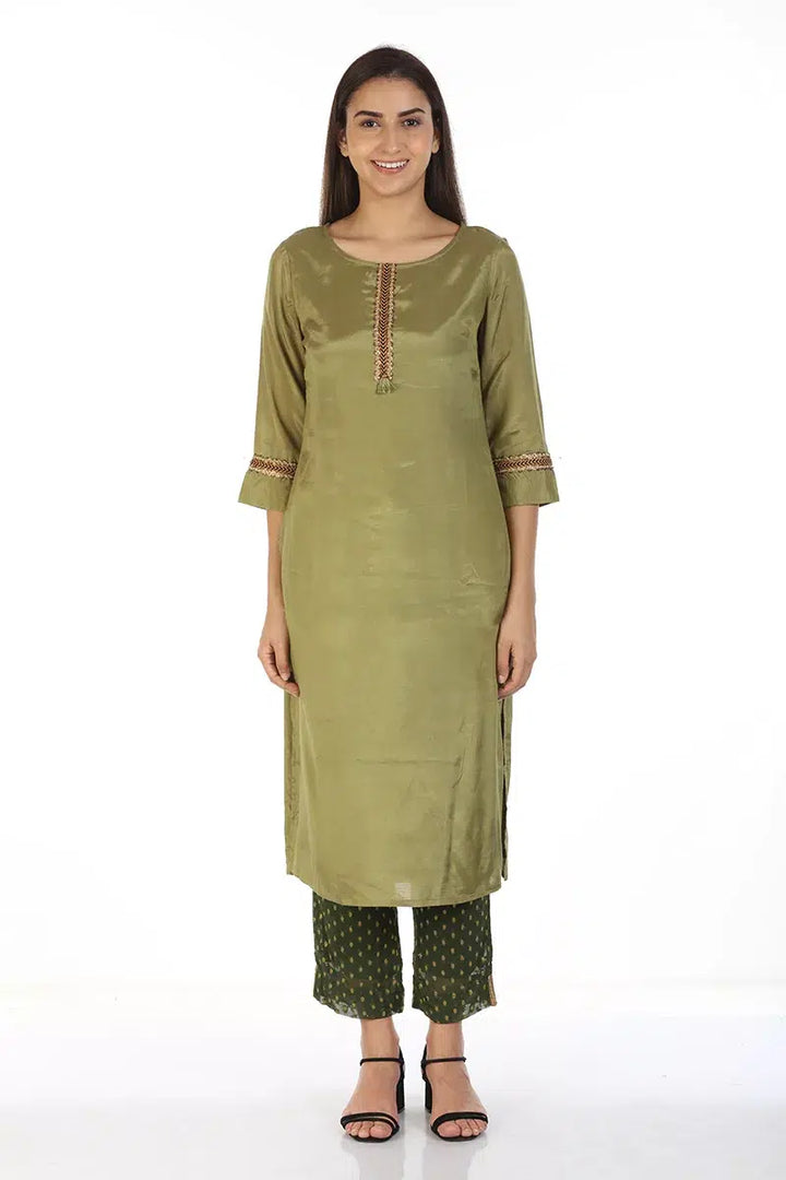 Charcoal Olive Straight Cut Ensemble Pants