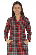 Red Check Collared Kurti with Tassels