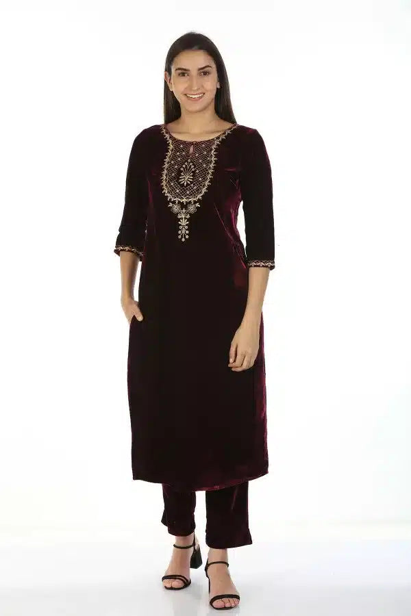 Velvet Ensemble Palazzos (Wine)