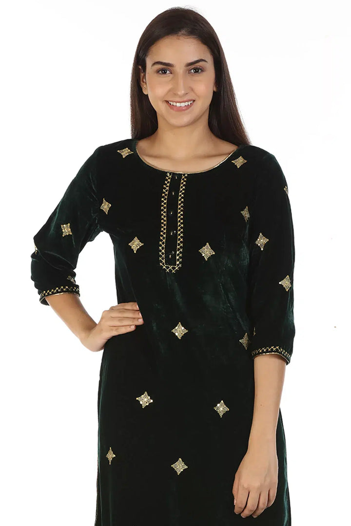 Black Embellished Ensemble Kurti