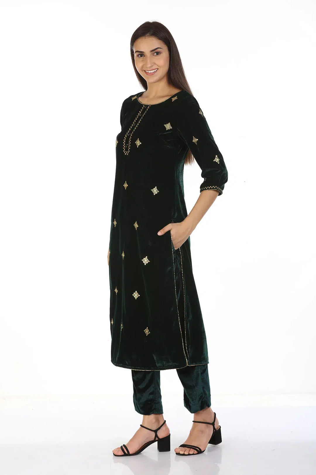 Black Embellished Ensemble Kurti
