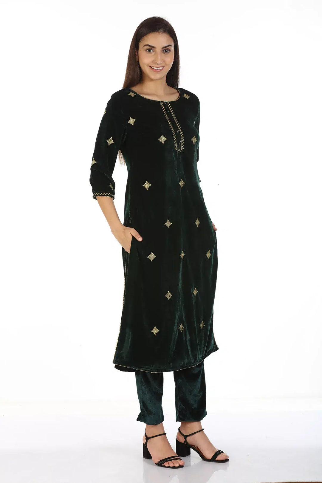 Black Embellished Ensemble Kurti
