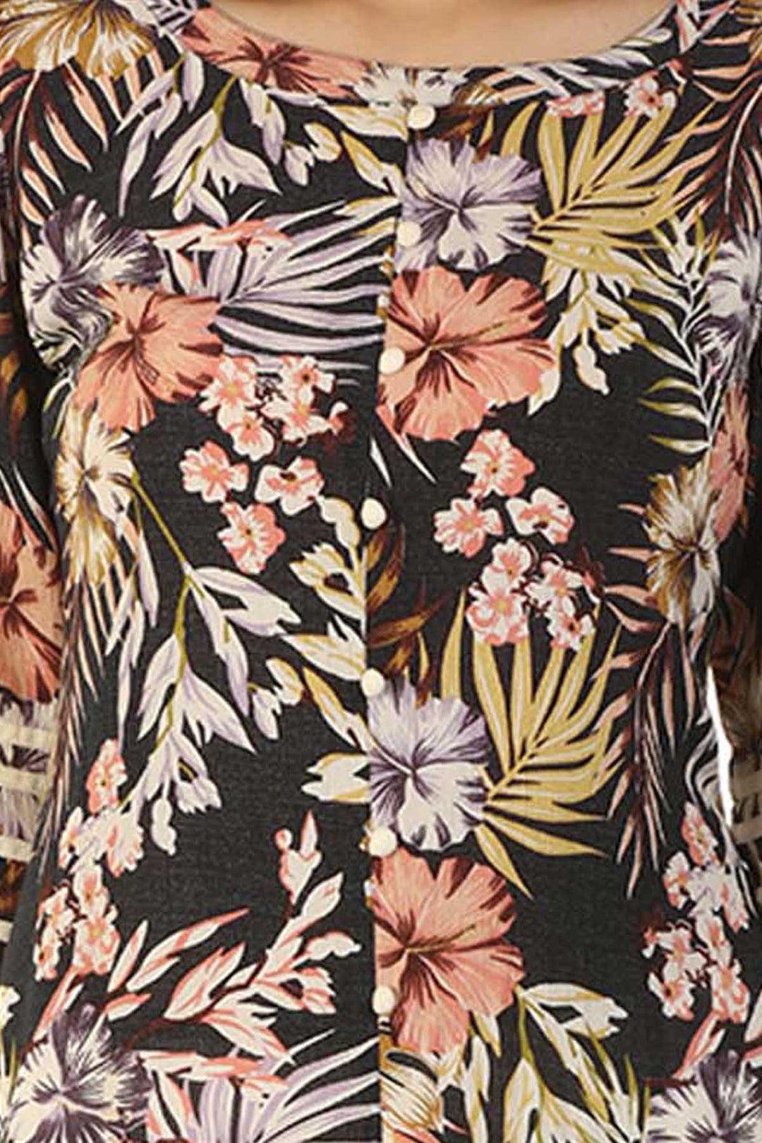 Rayon Crepe Printed Kurti (Black)