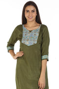 Shantoon Applique V-Neck Kurti (Green)