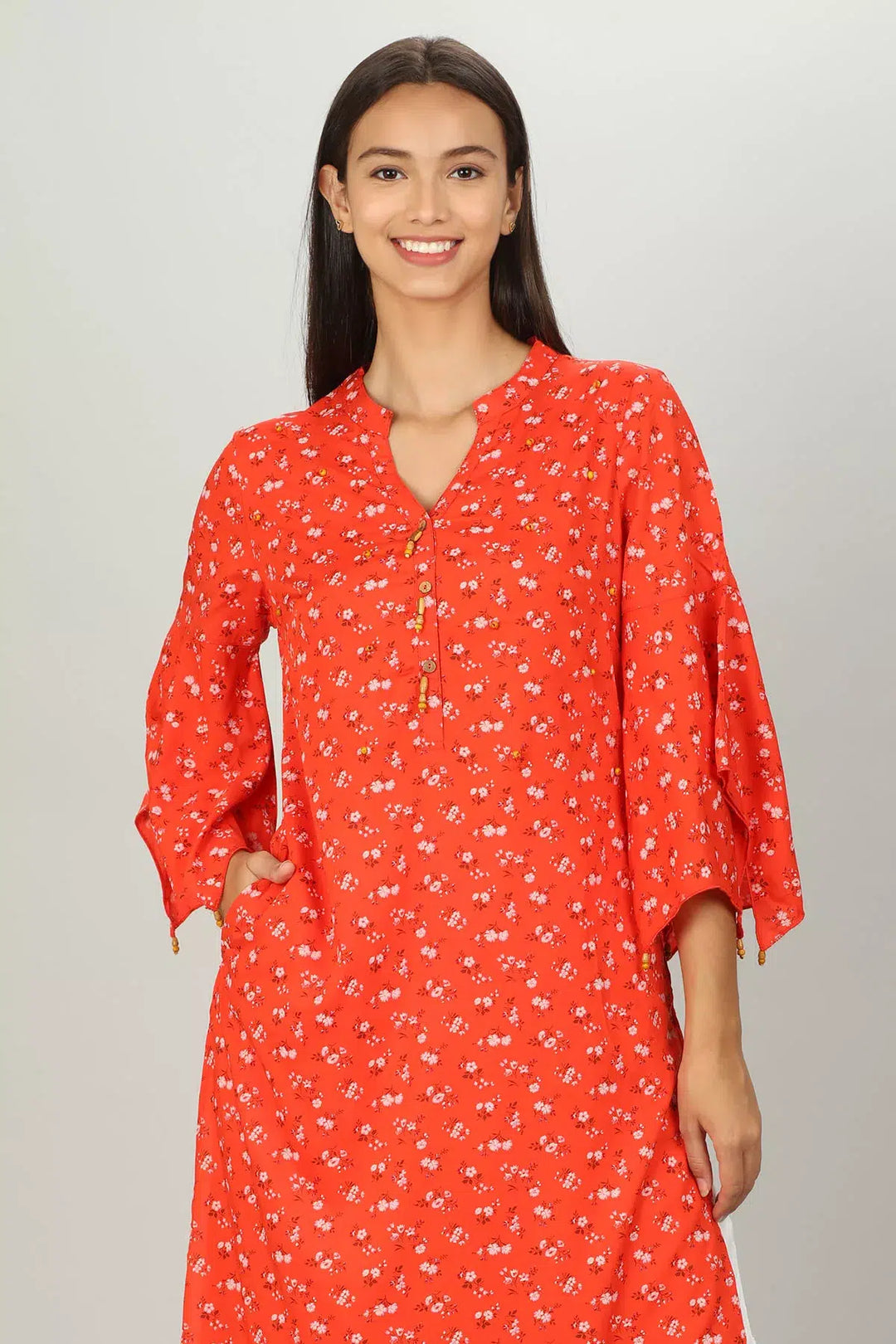 Red Floral Print Kurti