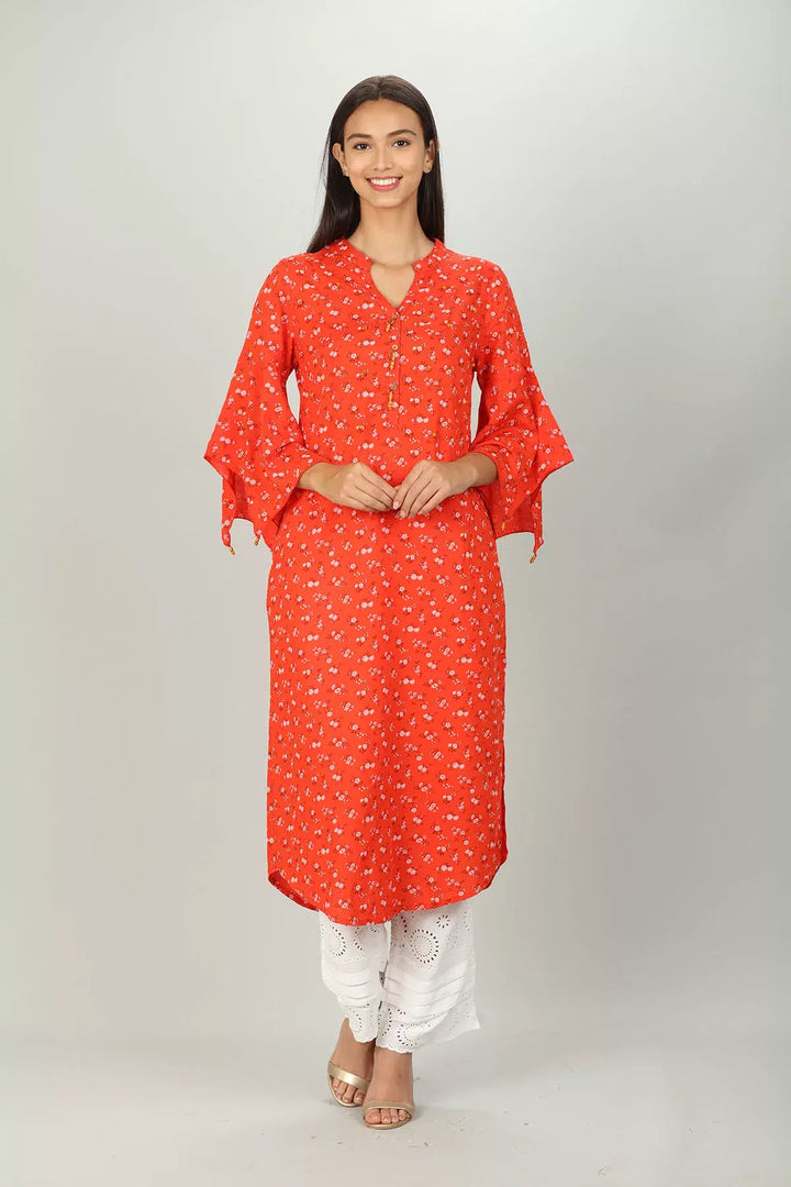 Red Floral Print Kurti