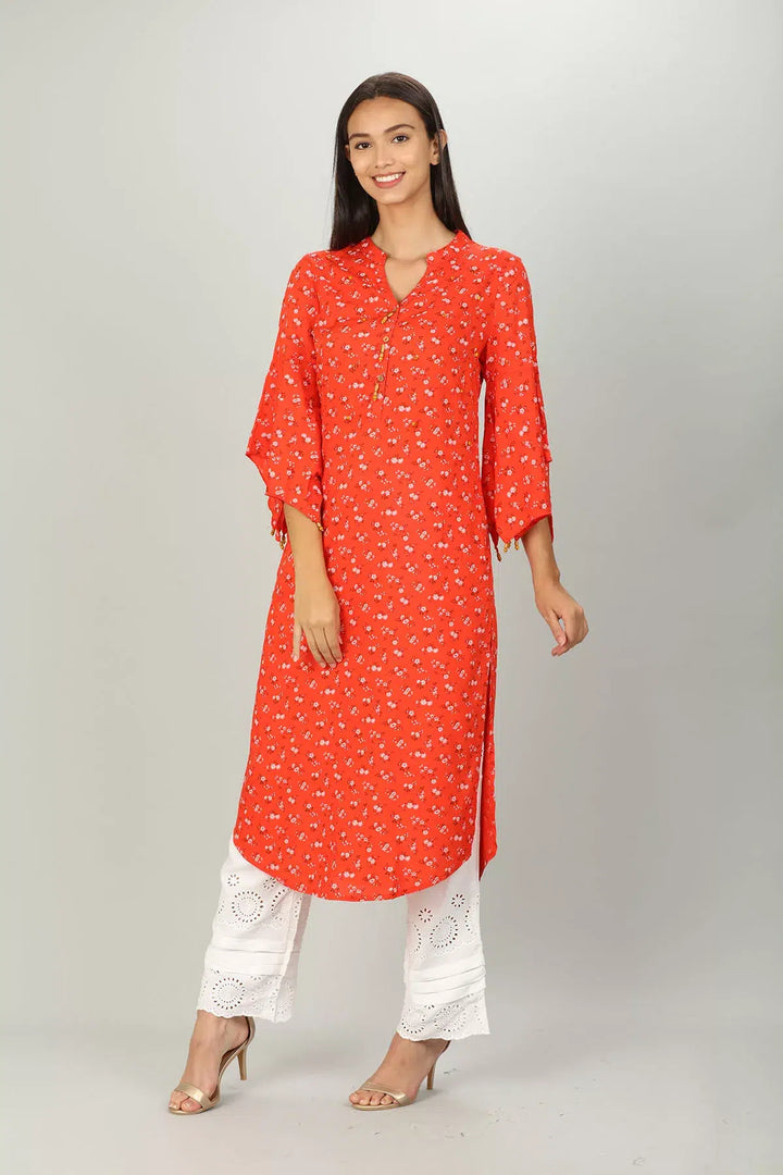 Red Floral Print Kurti