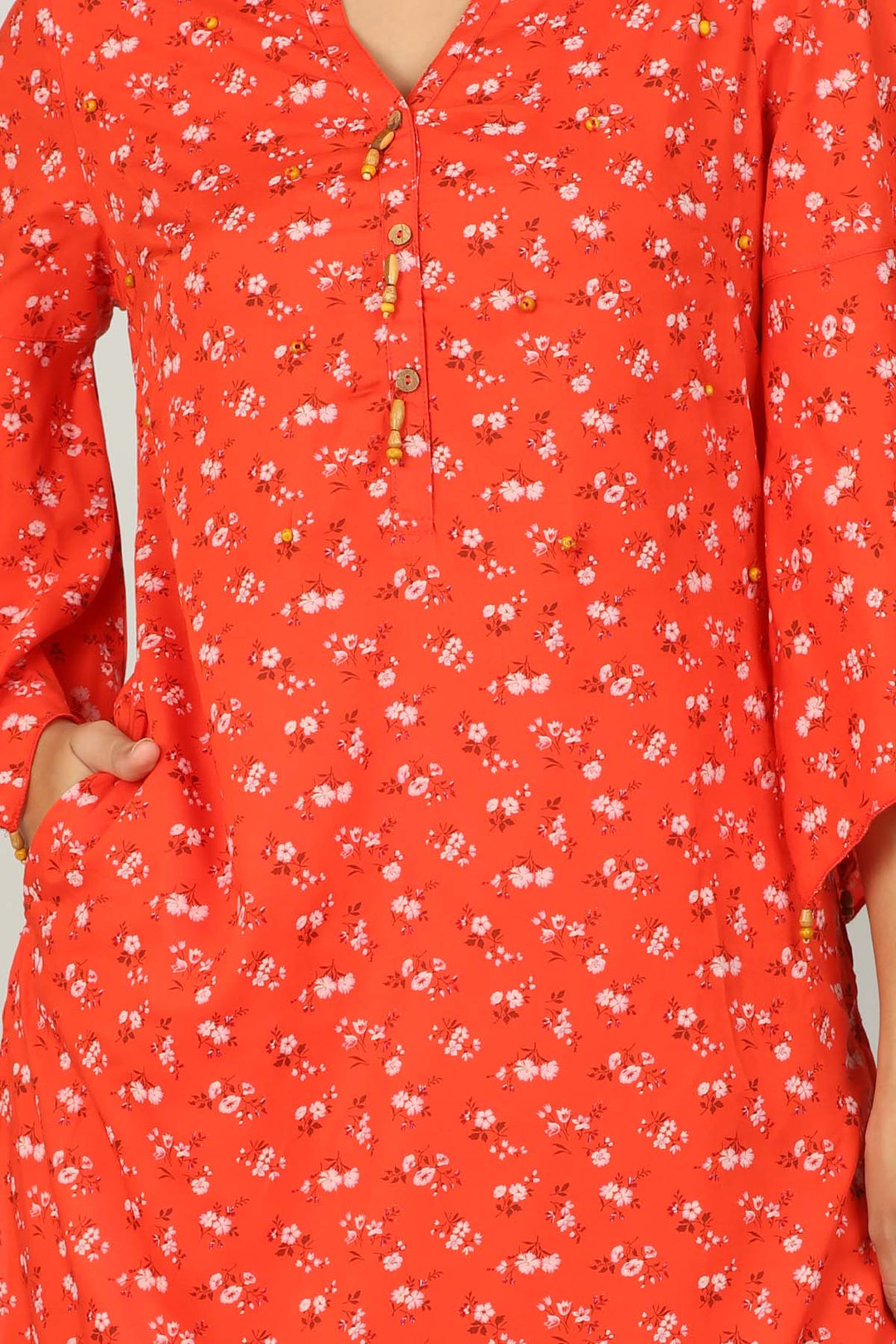 Red Floral Print Kurti
