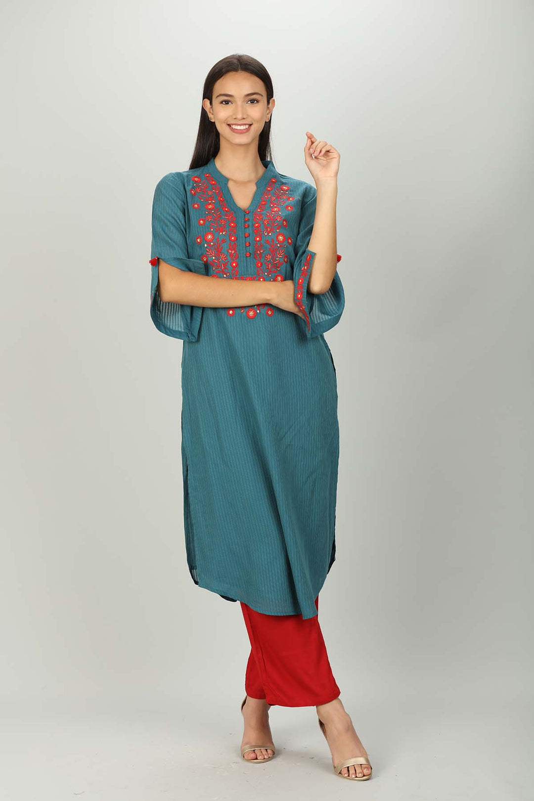 Blue Embriodered Kurti
