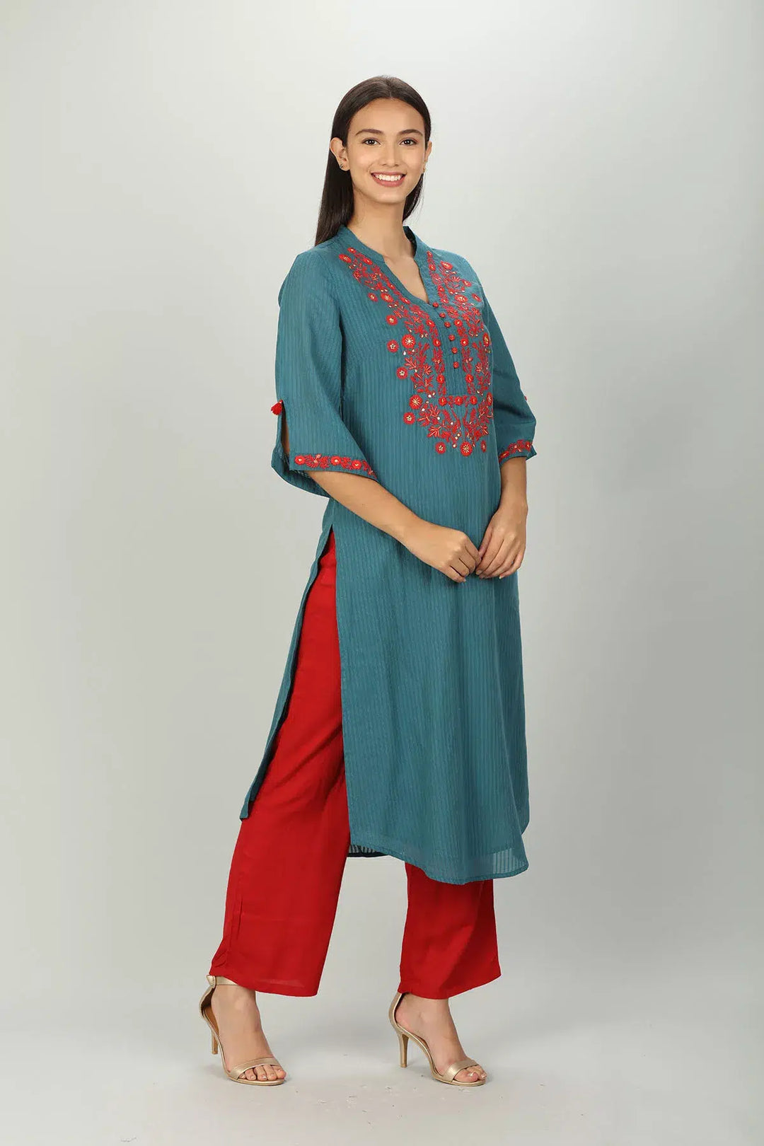 Blue Embriodered Kurti