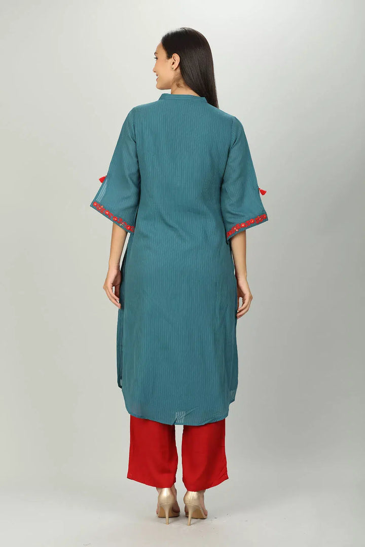 Blue Embriodered Kurti