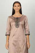 Dusty Brown Silk A line Ensemble Kurti