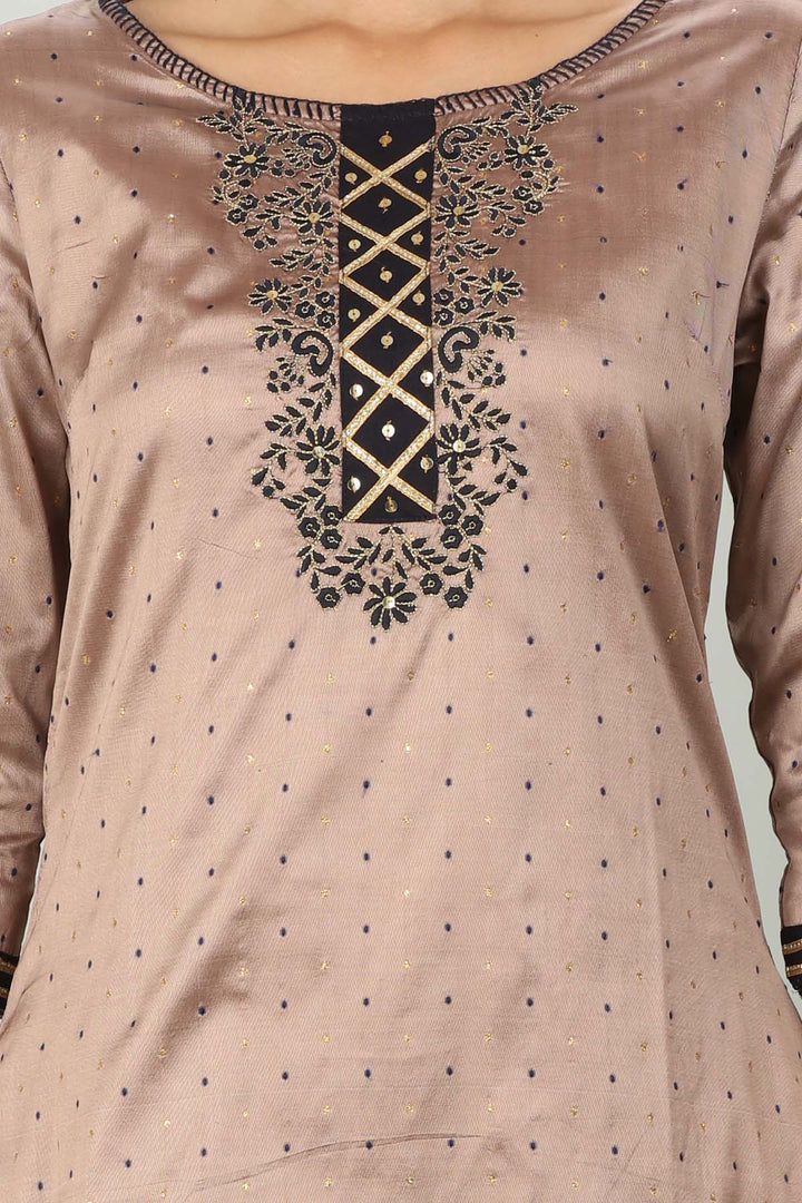 Dusty Brown Silk A line Ensemble Kurti