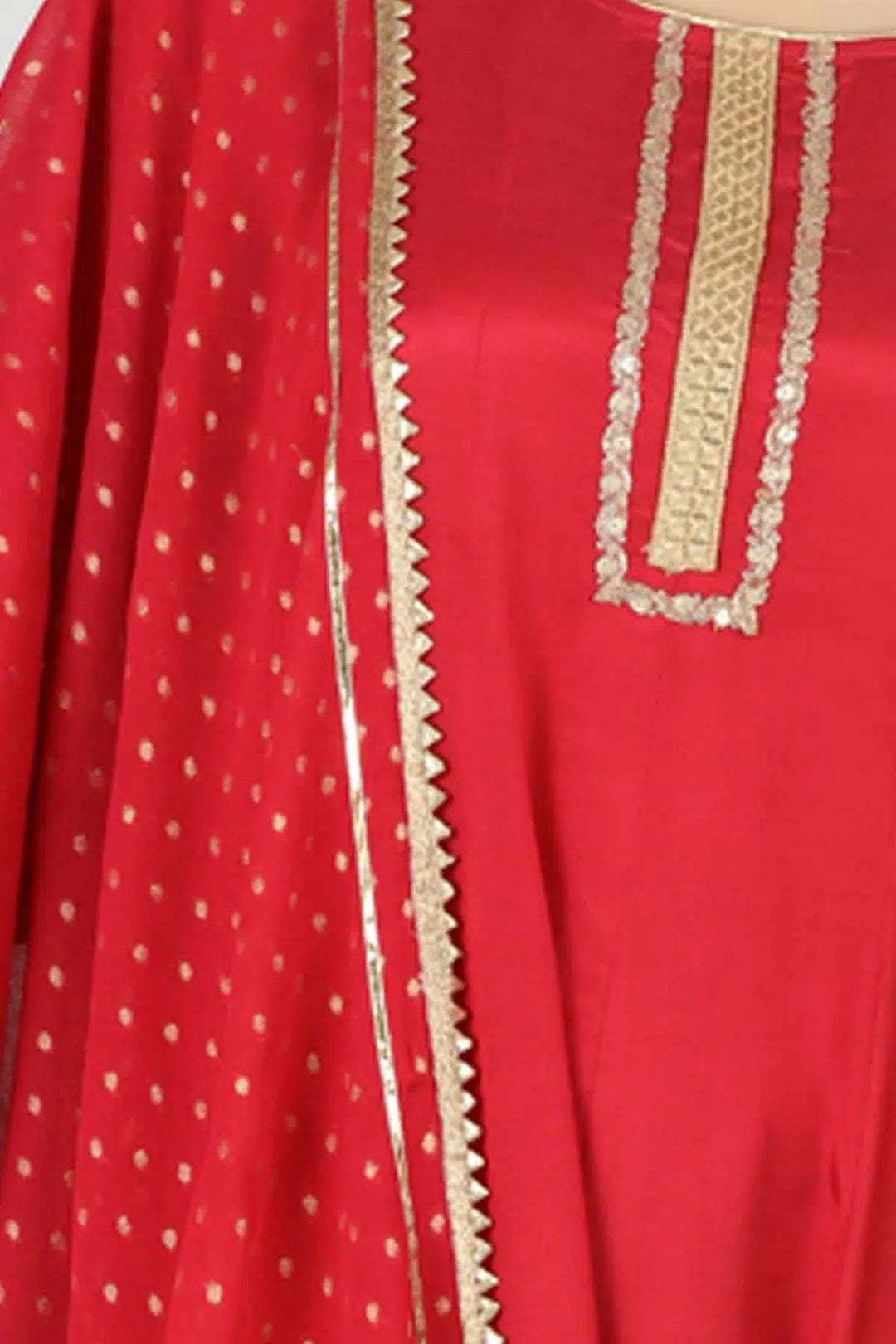 Red Embellished Kurti  (A- Line)
