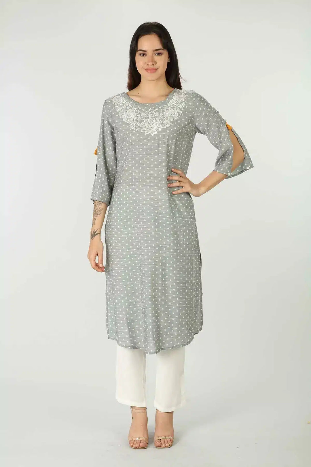 Green Textured Square Neck