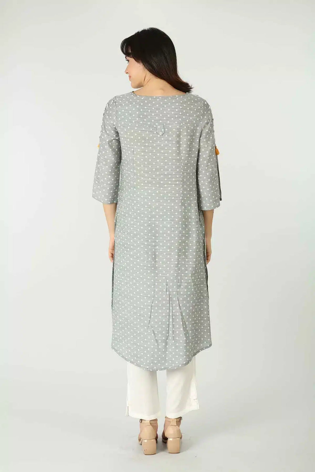 Green Textured Square Neck