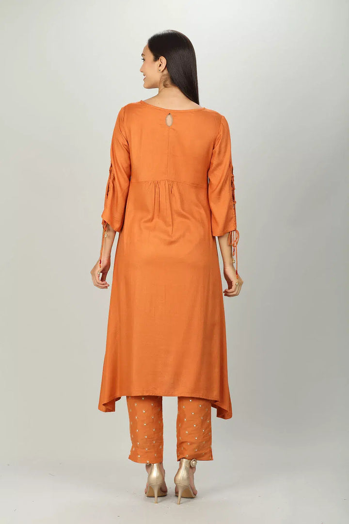 Orange Embellished Aline Kurti