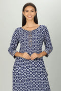 Blue block Print Aline Kurti