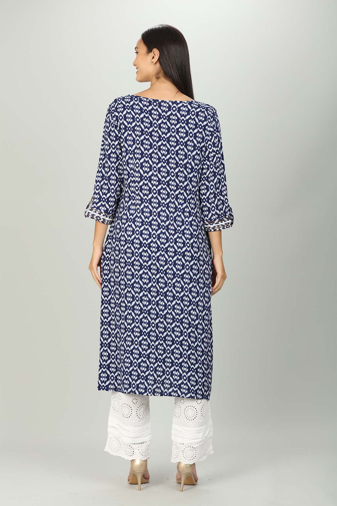 Blue block Print Aline Kurti