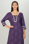 Purple Embelished square neck Kurti