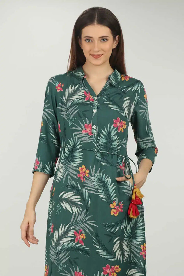 Green Collared Neck Kurti