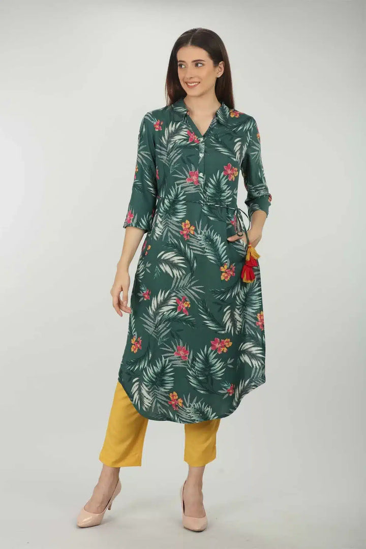 Green Collared Neck Kurti