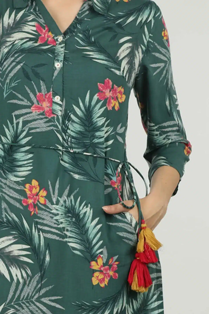 Green Collared Neck Kurti