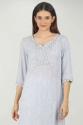 Blue Striped Pintuck Kurti