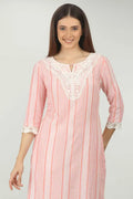 Red And White Striped Kurti