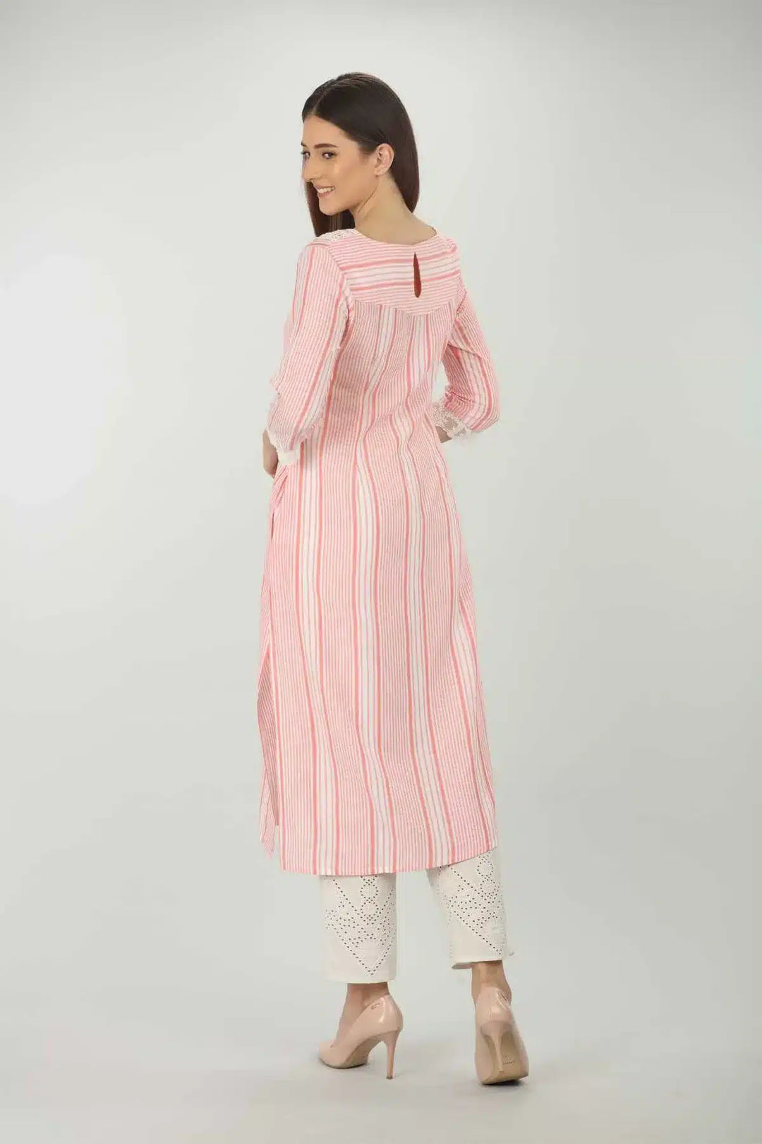 Red And White Striped Kurti