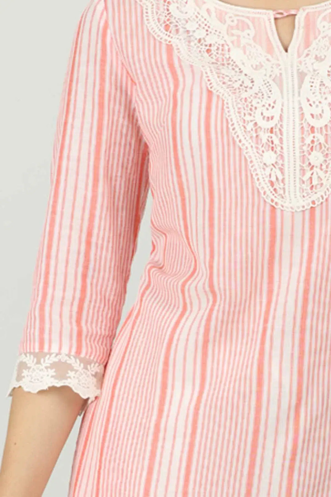 Red And White Striped Kurti