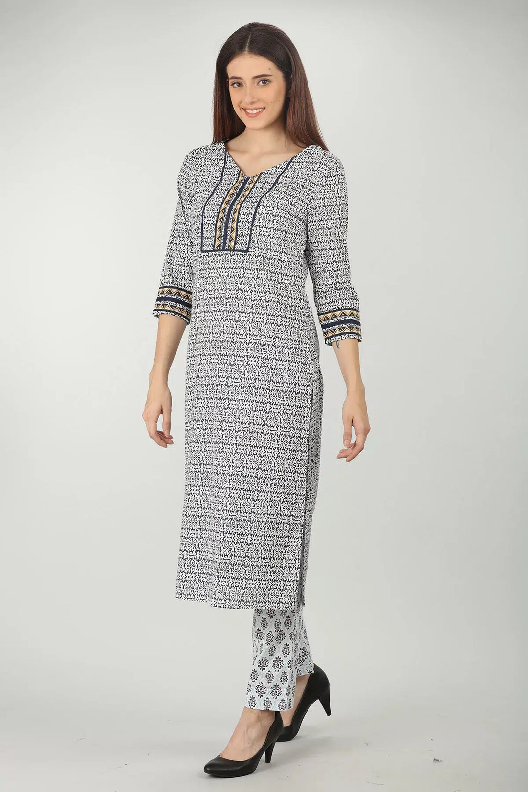 Cotton White Printed Kurta