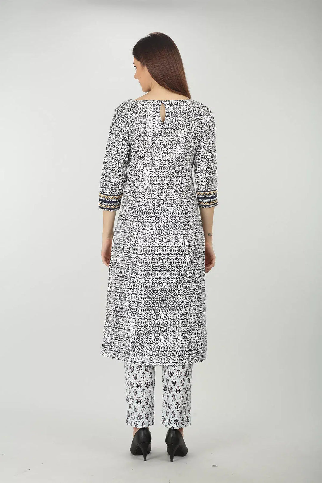 Cotton White Printed Kurta