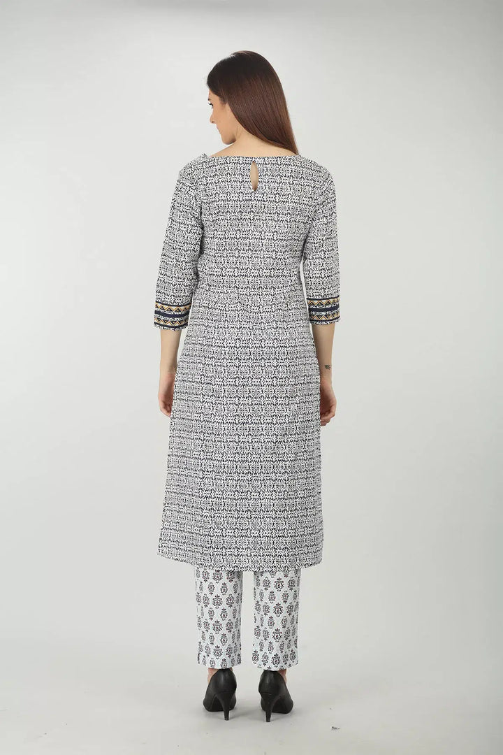 Cotton White Printed Kurta