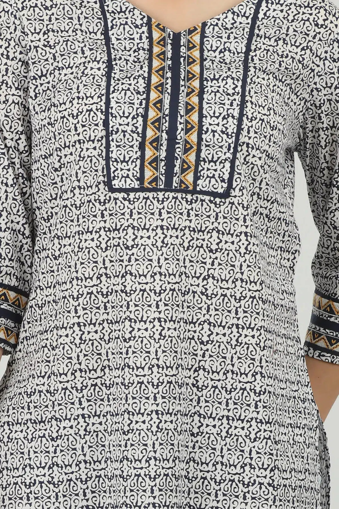 Cotton White Printed Kurta