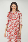 Collared Printed Brick Red Kurti