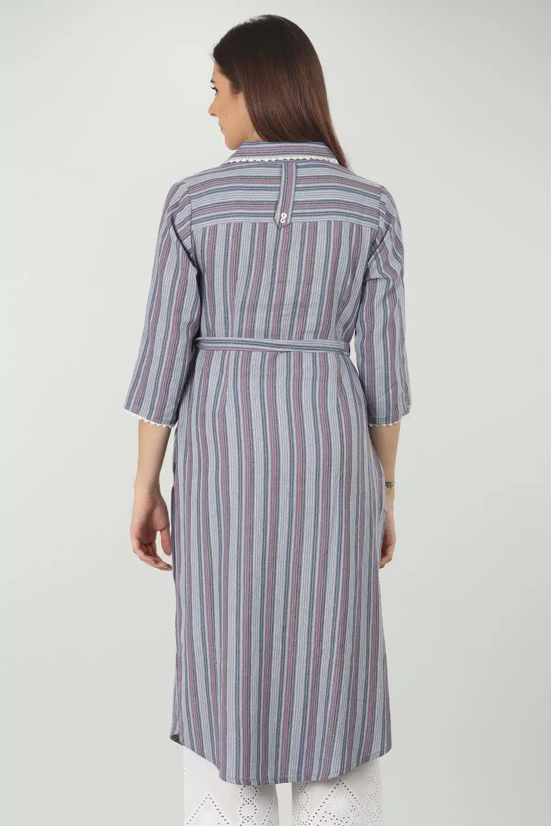 COOL GREY COLLARED STRAIGHT KURTI