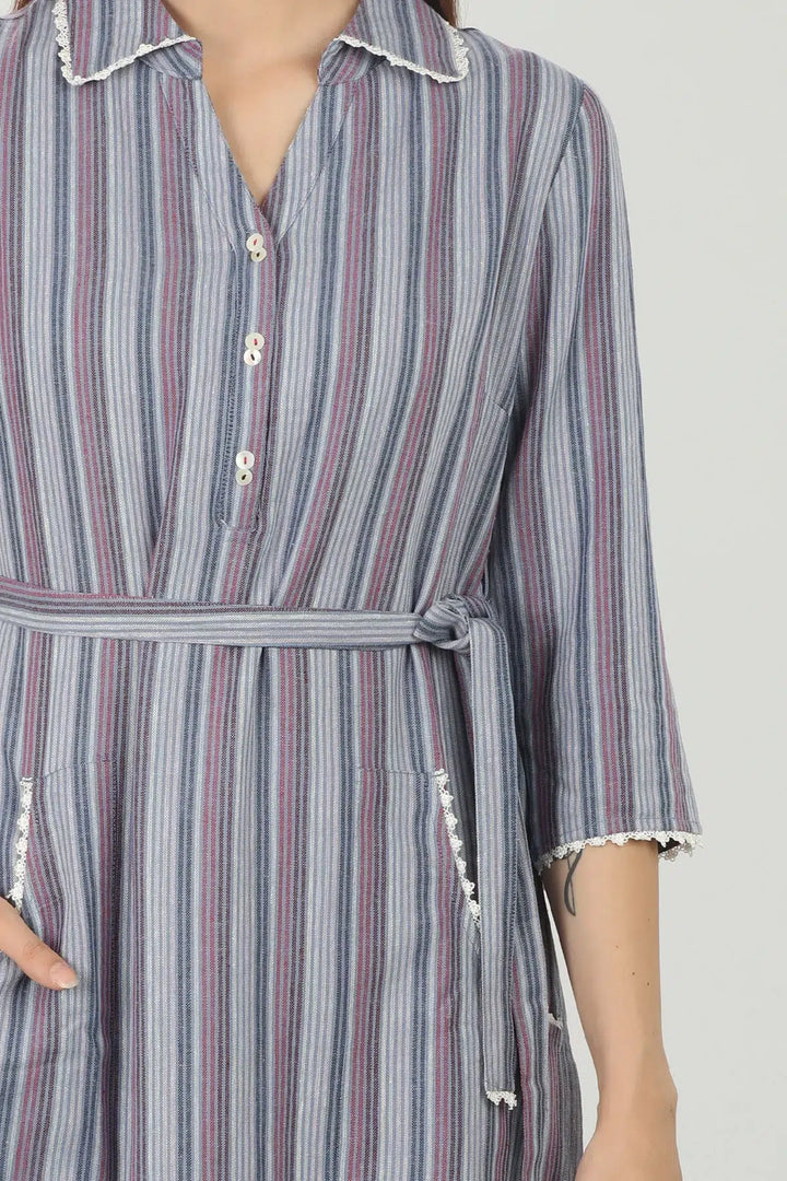 COOL GREY COLLARED STRAIGHT KURTI