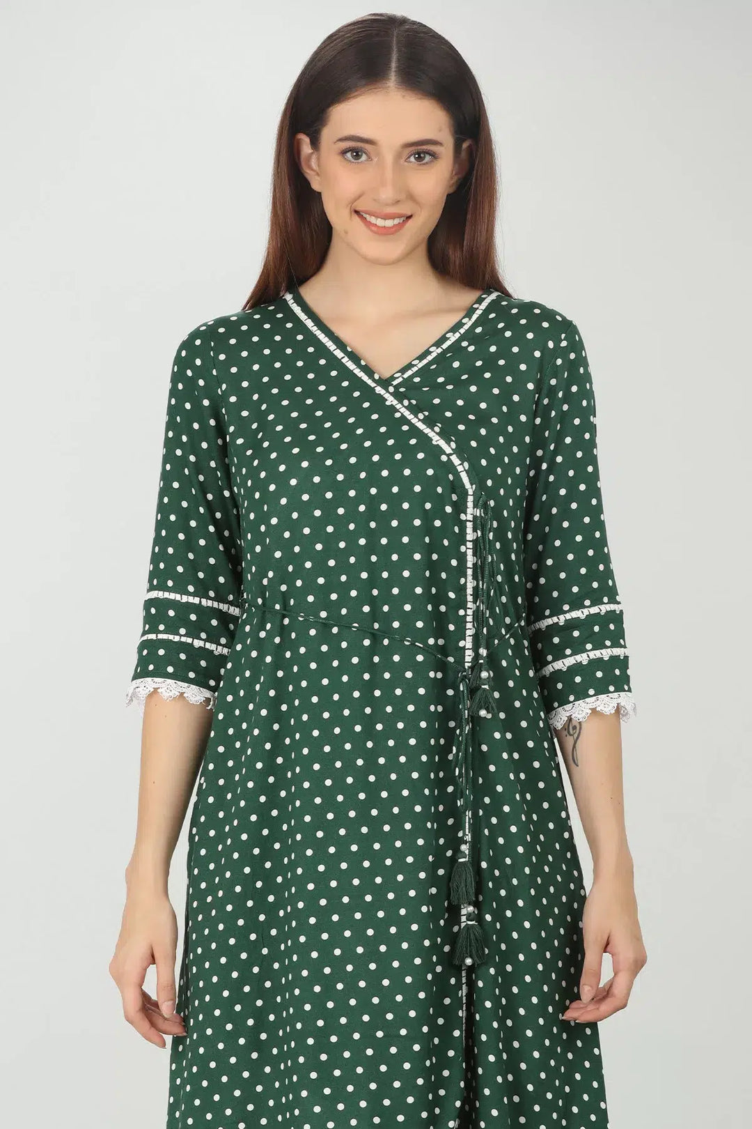 Green rayon printed Kurti