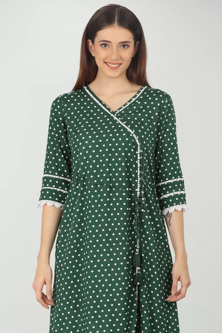 Green rayon printed Kurti
