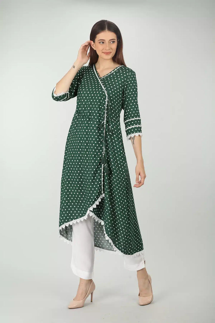 Green rayon printed Kurti