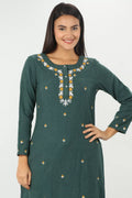 Green Embroidery kurti (Full sleeves)