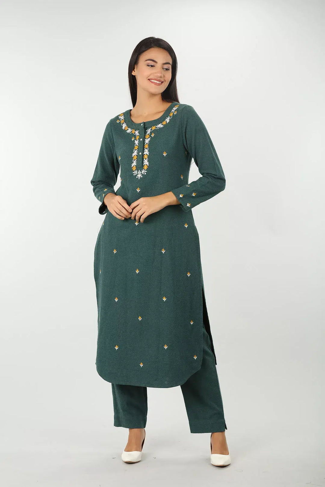 Green Embroidery kurti (Full sleeves)