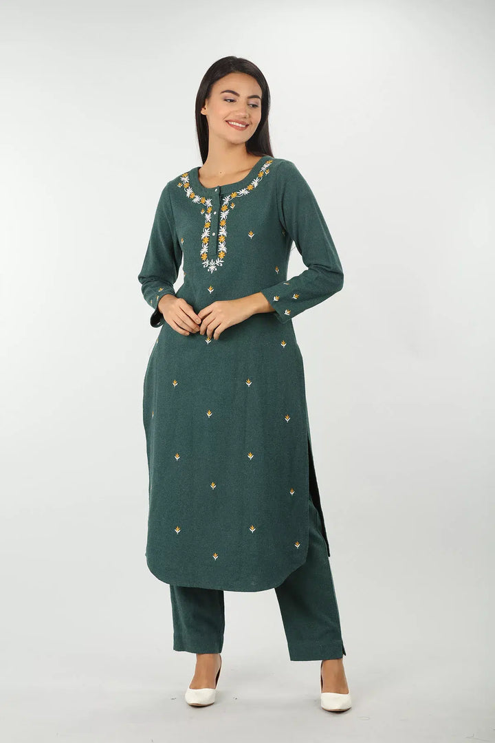 Green Embroidery kurti (Full sleeves)