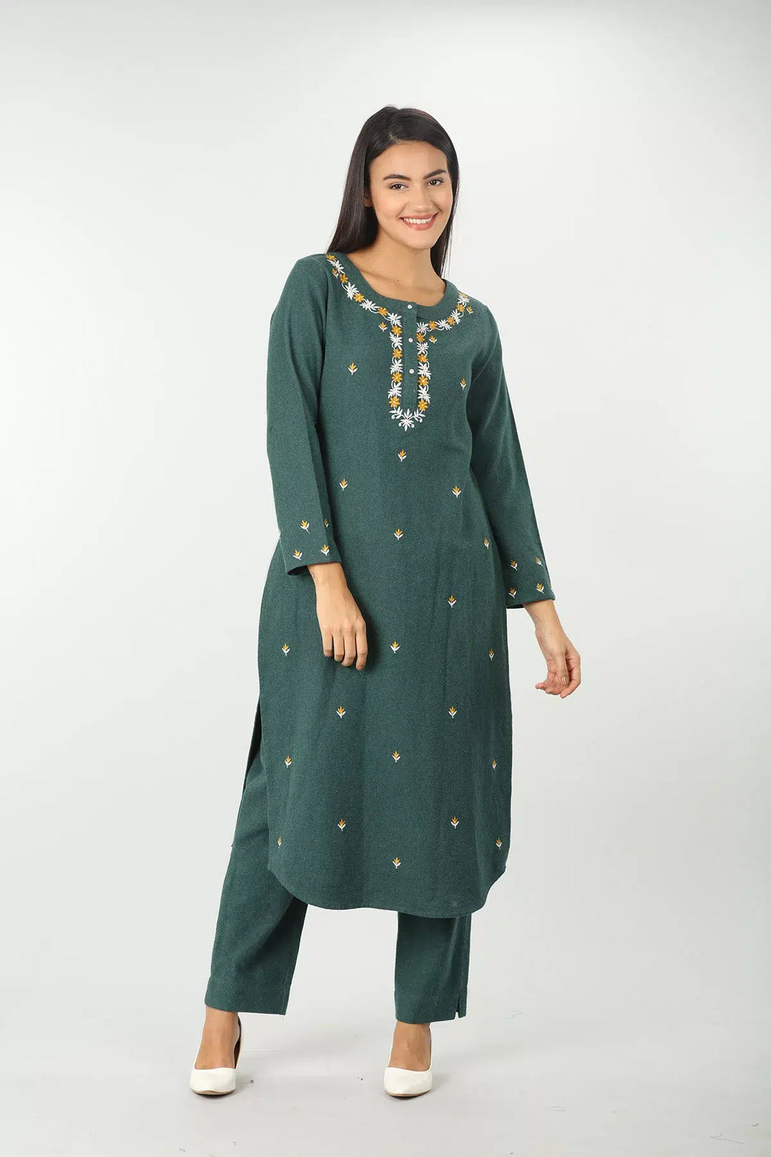 Green Embroidery kurti (Full sleeves)