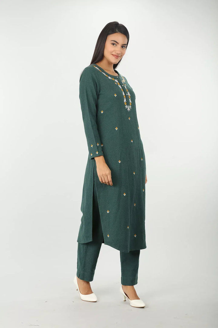 Green Embroidery kurti (Full sleeves)