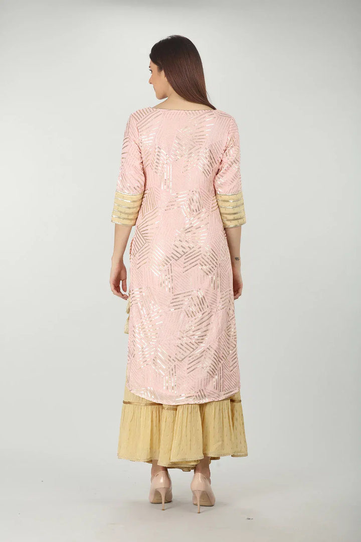 PINK EMBELLISHED STRAIGHT KURTI